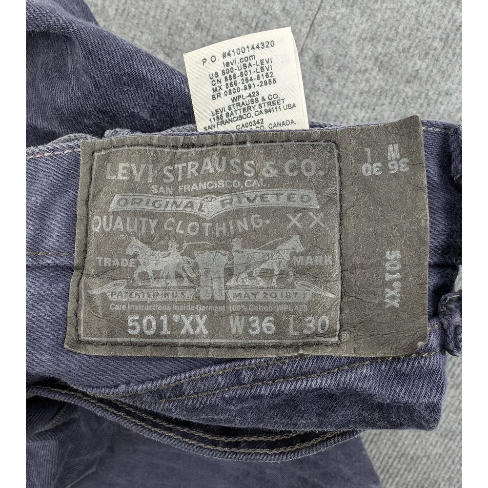 Levis 501 XX Jeans Mens 36x30 Indigo Blue Denim 34x27 Actual Classic Cotton Fade